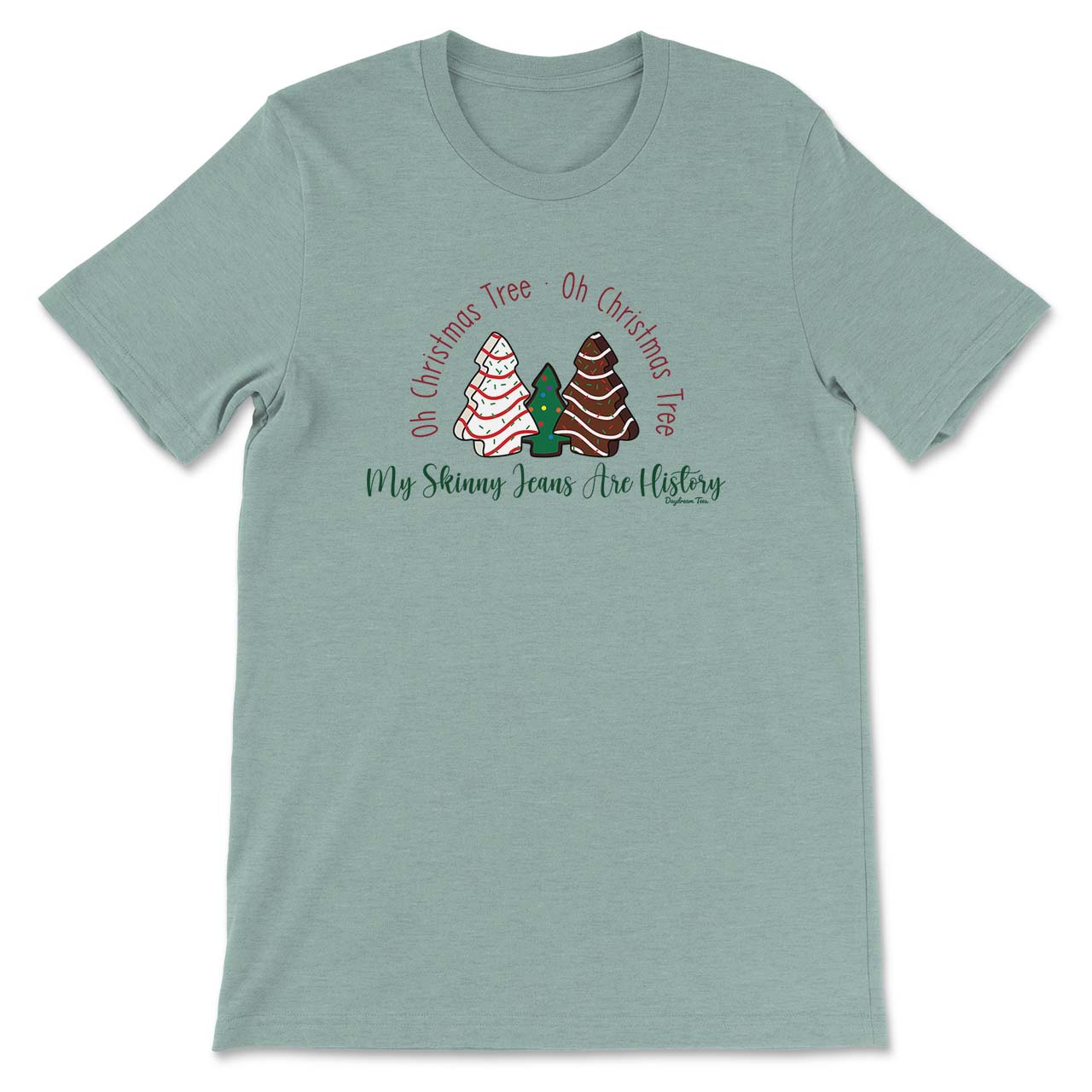 Daydream Tees Oh Christmas Tree Heather Dusty Blue